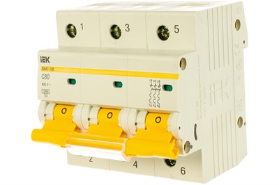 Выключатель автоматический модульный 3п C 80А 10кА ВА47-100 IEK MVA40-3-080-C 1759 - фото 4629