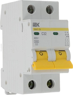 Выключатель автоматический модульный 2п C 32А 4.5кА ВА47-29 IEK MVA20-2-032-C 2240 - фото 5157