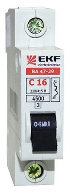 Выключатель автоматический модульный 1п C 10А 4.5кА ВА 47-29 Basic EKF mcb4729-1-10C - фото 5643
