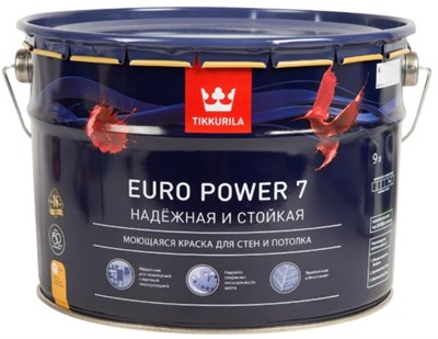 Краска ВД для стен и потолков моющаяся Euro Power 7 А Tikkurila цвет Venato 55 9 л - фото 6760