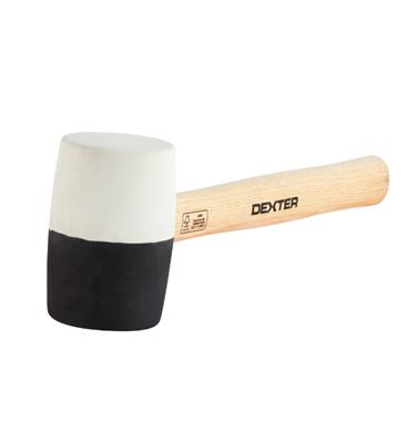 Киянка Dexter 450 г резиновая с деревянной ручкой, цвет чёрно-белый - фото 7775