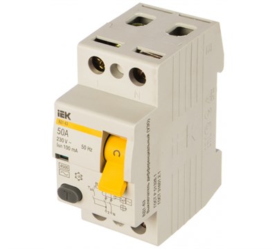 Выключатель дифференциального тока (УЗО) 2п АС 50А 100мА ВД1-63 IEK MDV10-2-050-100 - фото 8013