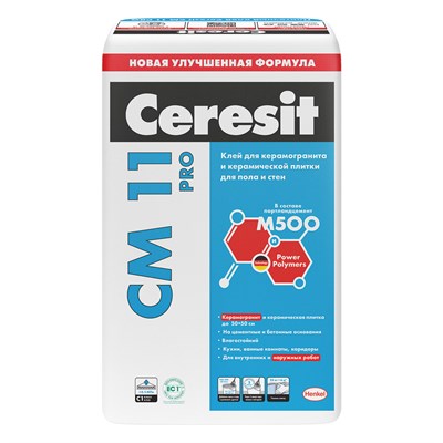 Клей для плитки CM11 PRO С1 Ceresit 25 кг - фото 8527