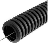 Гибкая тяжёлая гофрированная труба EKF ПНД d32мм, с протяжкой, 50м, цвет черный PROxima tpnd-32-t